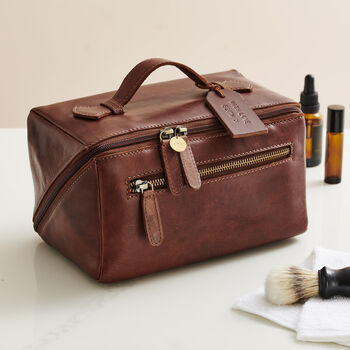 Personalised Leather Lay Flat Wash Bag, 7 of 7