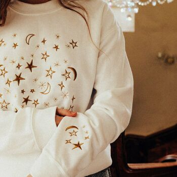 Embroidered Christmas Night Sky Sweater, 2 of 5