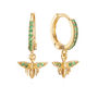 Ines Green Gold Bee Huggie Earrings, thumbnail 1 of 2