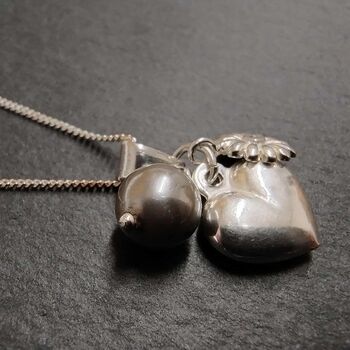 Sterling Silver Heart Charms Necklace, 2 of 3