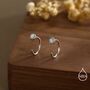 Sterling Silver White Opal Huggie Hoop Threader Earrings, thumbnail 2 of 11
