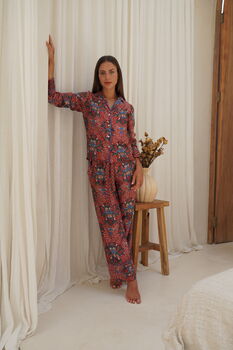 Red Silk Blend Pyjama Set, 5 of 9