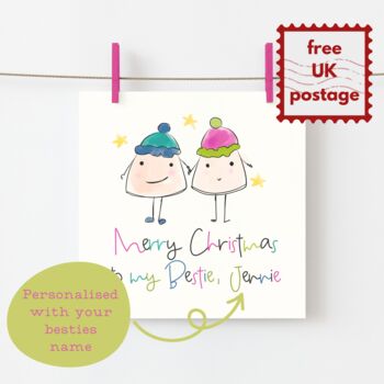 Merry Christmas Bestie Personalised Christmas Character Card, 2 of 5