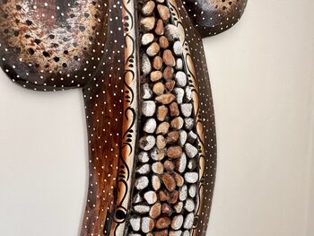 Huge 1m Hand Painted Wooden Gecko Wall Art Stone Inlay, 3 of 8