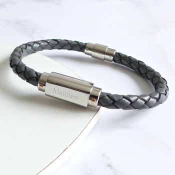 Mens Personalised Woven Leather Bracelet, 5 of 6