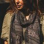 Charcoal Vintage Lace And Paisley Tassel Pashmina, thumbnail 1 of 5
