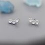 Sterling Silver Moonstone Trio Stud Earrings, thumbnail 1 of 12
