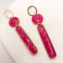 Long Pink Stud Statement Earrings, Clay And Resin, thumbnail 7 of 11