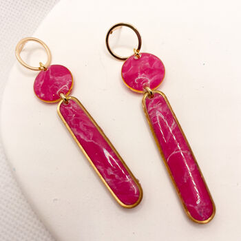 Long Pink Stud Statement Earrings, Clay And Resin, 7 of 11