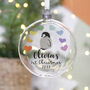 Babies First Christmas Rainbow Penguin Glass Bauble Keepsake, thumbnail 3 of 5