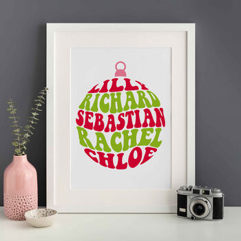 Personalised Family Christmas Bauble Print, 2 of 4