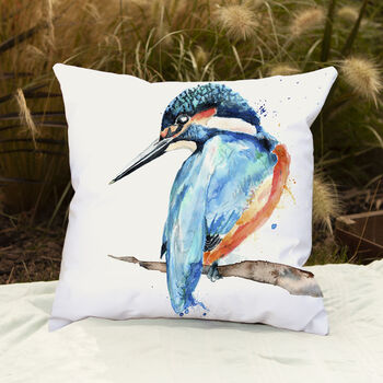 Inky Kingfisher Outdoor Cushion For Garden Furniture, 8 of 9