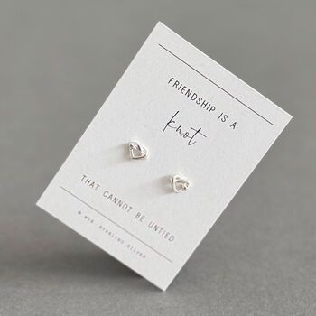 Friendship Knot Heart Sterling Silver Earrings, 7 of 12
