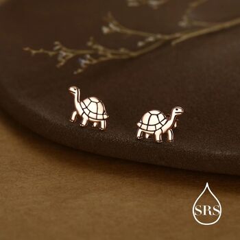 Sterling Silver Tortoise Stud Earrings, 7 of 12