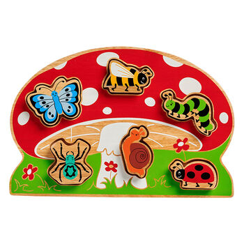 Wooden Toy Minibeast Shape Sorter Tray Puzzle, 4 of 5