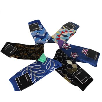 Set Of Six Patterned Socks Gift Box Statement, 4 of 4