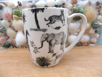 Set Of Six China Aspen Mugs In Black Safari Design, 10 of 12