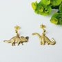 Brass Dinosaur Earrings, thumbnail 1 of 3