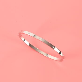 Minimalist Silver Polaris Guiding Heart Bangle Bracelet, 3 of 11