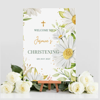 Daisies Christening Selfie Frame And Welcome Sign, 4 of 6