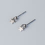 Sterling Silver Tiny Star Dangle Stud Earrings, thumbnail 2 of 5