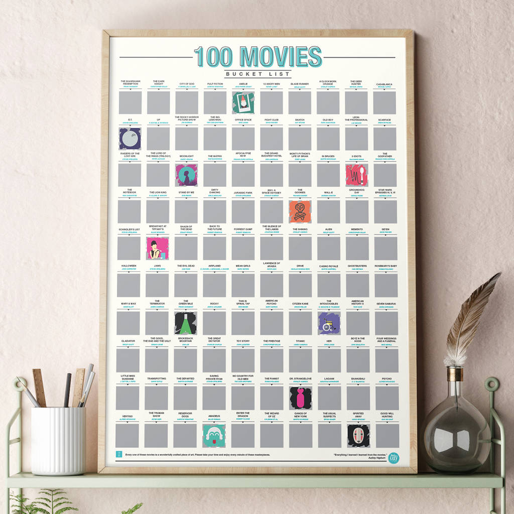 100 Movies Scratch Bucket List Poster By Gift Republic
