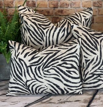 Zebra Print Linen Mix Cushion, 11 of 12