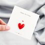 Vivid Red Love Heart Pin On Giftcard, thumbnail 1 of 12