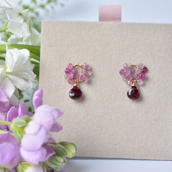 Cherry Blossom Pink Sapphire Drop Earrings, 5 of 11