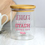 Personalised Sweetie Stash Glass Jar With Bamboo Lid, thumbnail 3 of 4