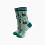 Panda Fluffy Bamboo Socks In Green, thumbnail 1 of 4