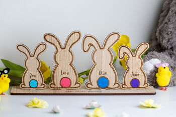 Personalised Our Little Family Name Decoration – Bunny Family Plaque For Easter, 3 of 7