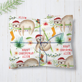 Sloth Personalised Christmas Wrapping Paper 556, 2 of 4