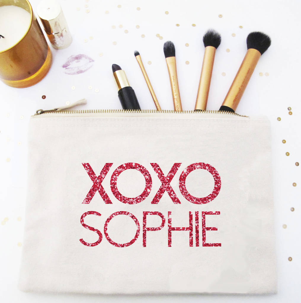 xoxo glitter make up / wash bag by sarah hurley