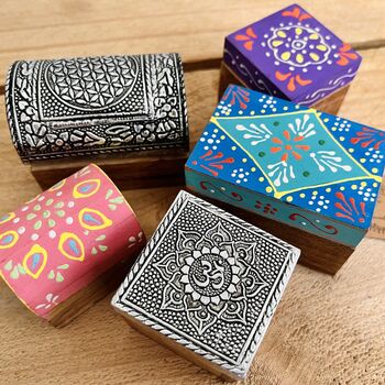 Hand Painted Set Of Three Mini Trinket Jewellery Box, 4 of 11