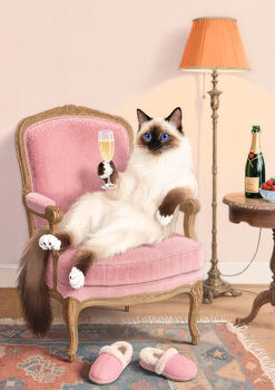 Your Own Cat Sipping Champagne Wall Art Print, 5 of 8
