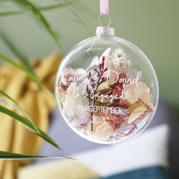 Engagement Floral Glass Bauble Hanging Decoration, 4 of 6