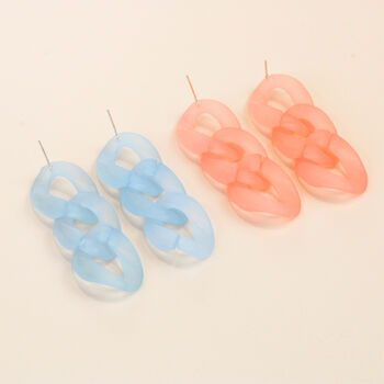 Lightweight Blue And Pink Twisted Acrylic Earrings, 2 of 7