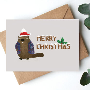 'Merry Christmas' Beaver Christmas Cards, 4 of 9