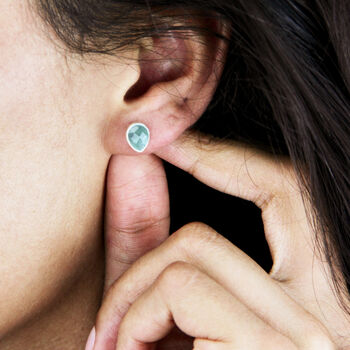 Semi Precious Stone Teardrop Stud Earrings, 2 of 9