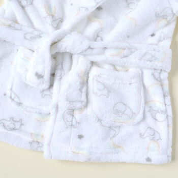 Personalised Plush Baby Dressing Gown With Elephants, 4 of 5