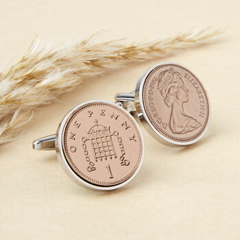 40th Birthday 1986 Penny Coin Cufflinks, 2 of 10
