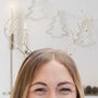 Gold Metal Reindeer Antler Headband With Bells, thumbnail 1 of 2