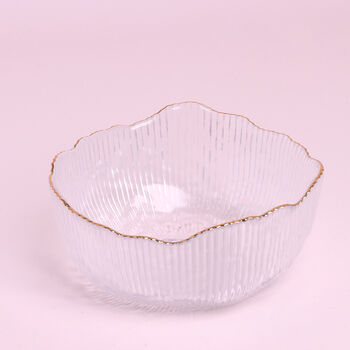 G Decor Calypso Clear Gold Rim Glass Bowls Serving Bowl, 5 of 8