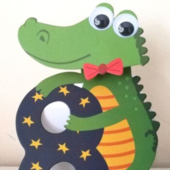 8th Birthday Card Crocodile With Wobbly Head And Eyes, 2 of 2