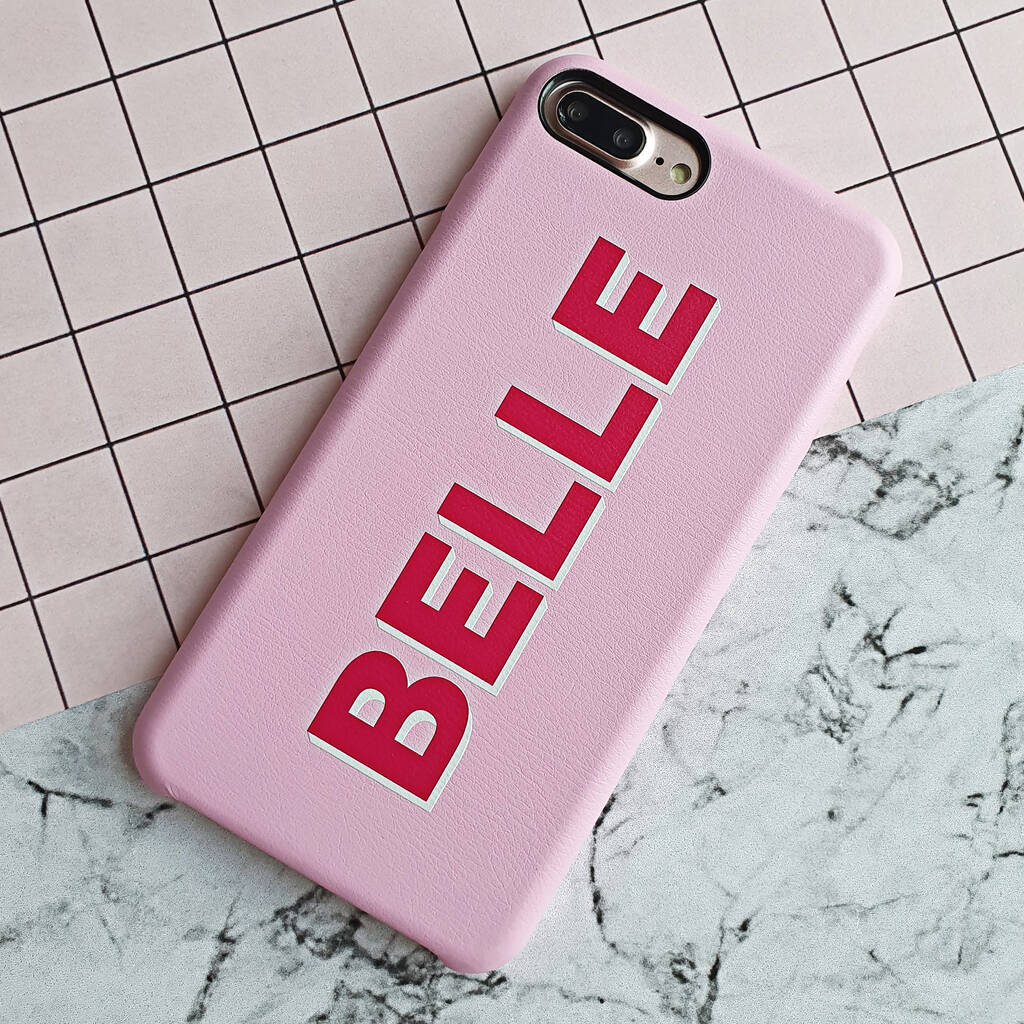 Pink Faux Leather Printed Monogram Phone Case By Rianna Phillips