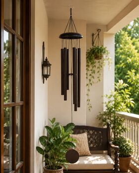 Custom 30 Inch Textured Bronze Wind Chime For Garden Decoration, 10 of 12
