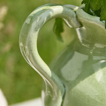 Green And White Dipped Ceramic Jug Vase, 5 of 7
