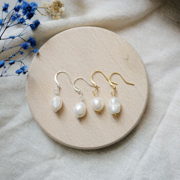 Minimalistic Freshwater Pearl French Hook Earrings, 3 of 4