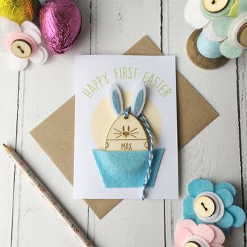 Personalised Boy's First Easter Decoration Card, 2 of 6